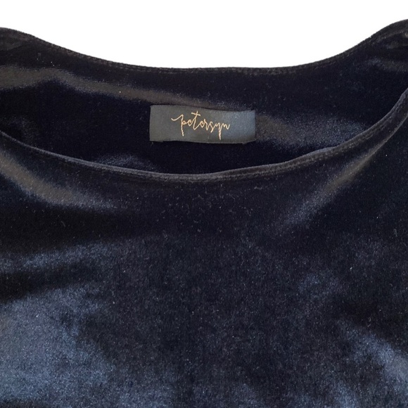 Petersyn Black Velvet Puff Sleeve Crew Neck Top - Picture 5 of 9